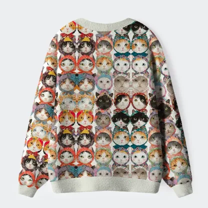 Tokyo-Tiger The Hat-Wearing Cat Collection Ugly Cardigan Sweater
