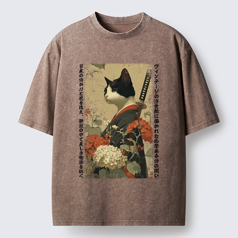 Tokyo-Tiger The Floral Samurai Washed T-Shirt