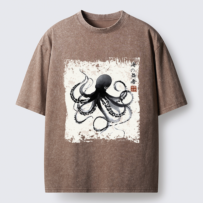 Tokyo-Tiger Octopus: Dance of the Deep Washed T-Shirt