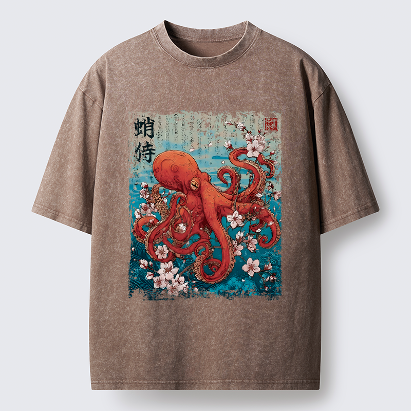 Tokyo-Tiger The Eight-Armed Samurai Washed T-Shirt