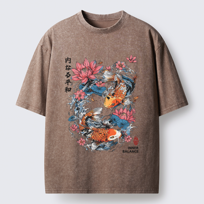 Tokyo-Tiger Koi Serenity Washed T-Shirt