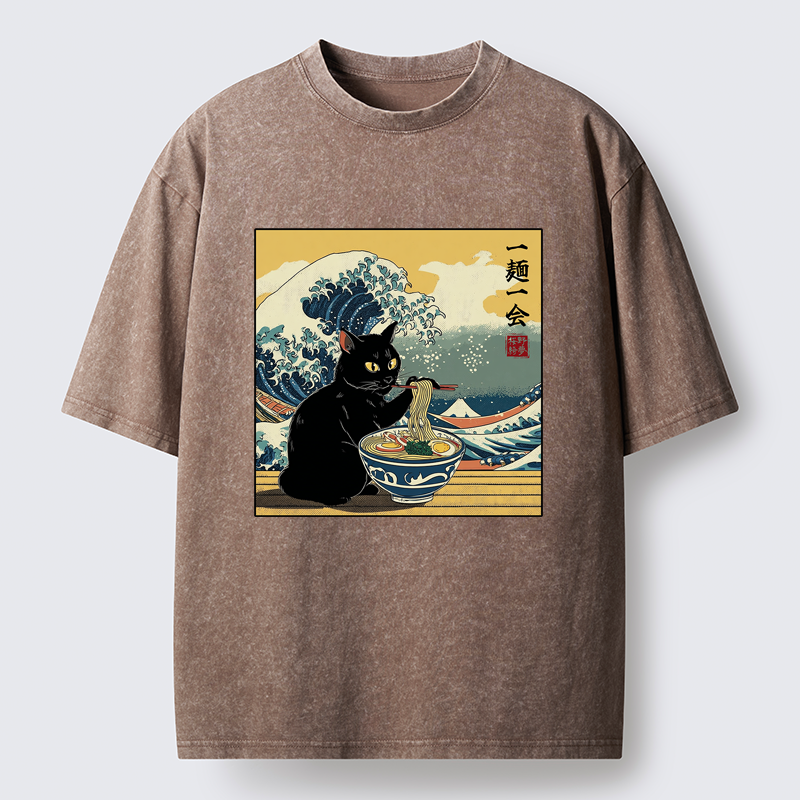 Tokyo-Tiger A Cat’s Ramen Moment Washed T-Shirt