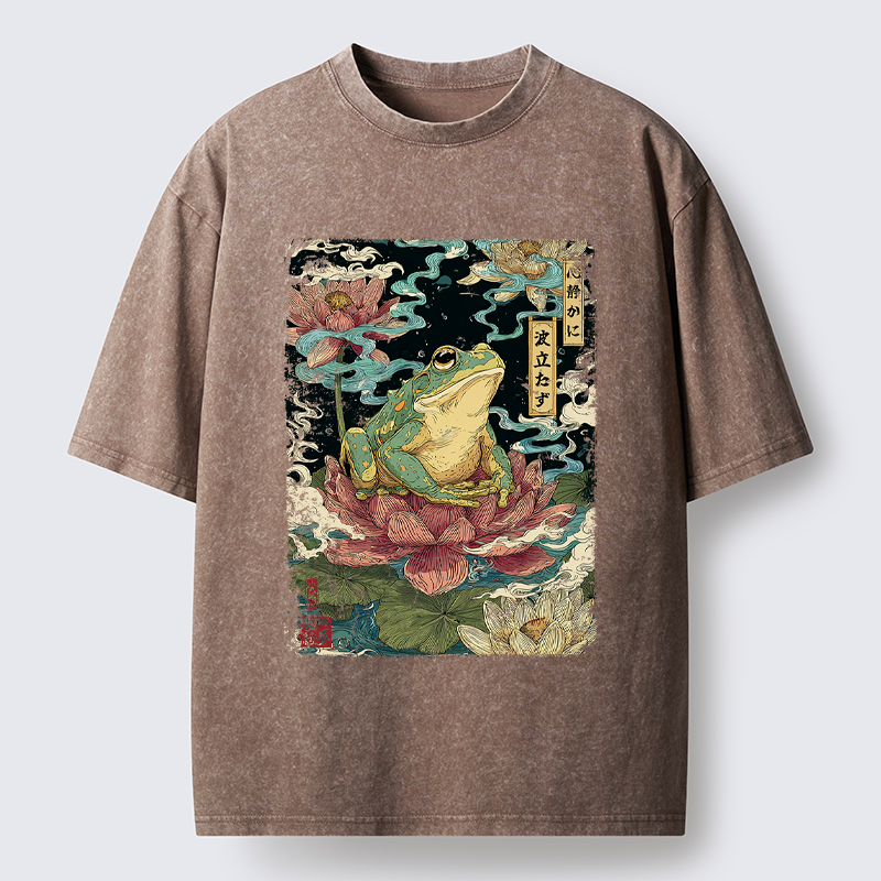 Tokyo-Tiger The Meditating Frog: Calm in Chaos Washed T-Shirt