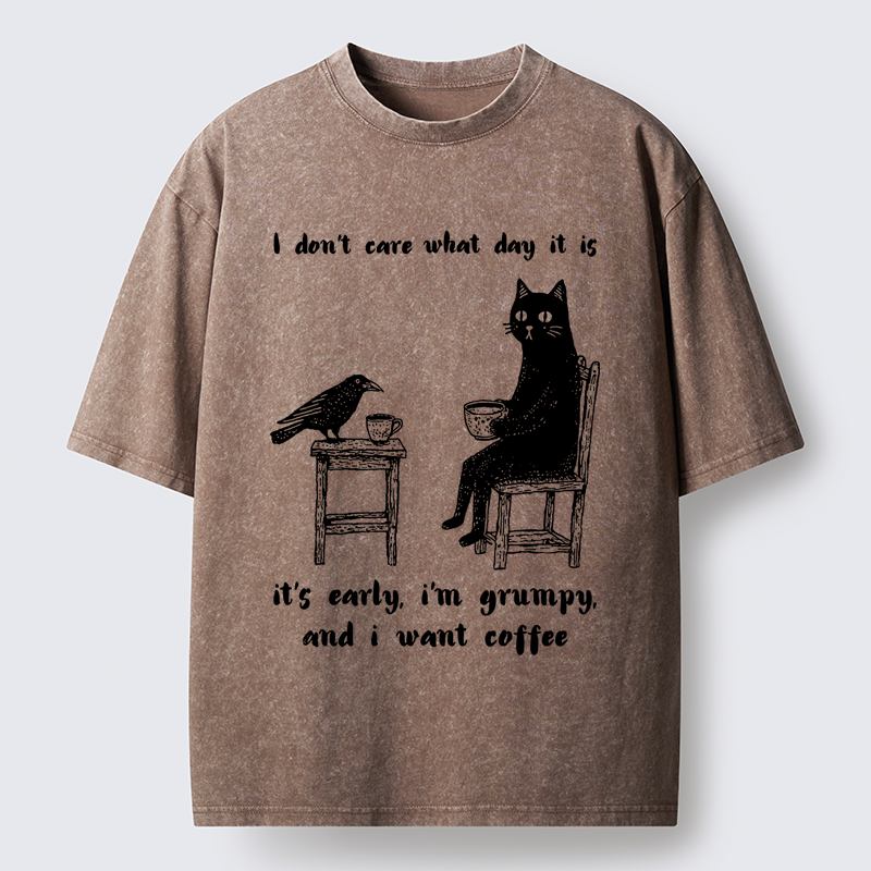 Tokyo-Tiger Early, Grumpy, Coffee Washed T-Shirt