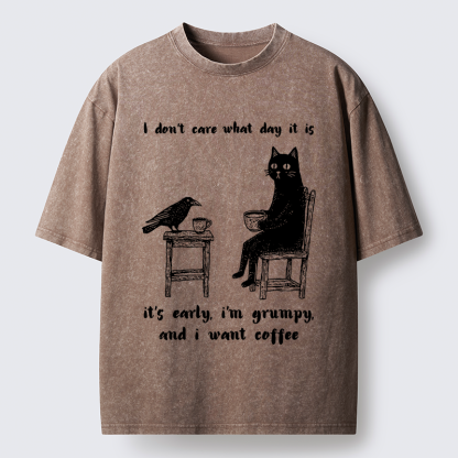 Tokyo-Tiger Early, Grumpy, Coffee Washed T-Shirt