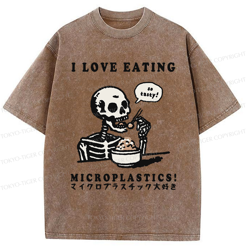Tokyo-Tiger Funny Skeleton：Microplastic Crunch Washed T-Shirt