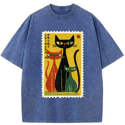 Tokyo-Tiger World Domination Squad Cat Poster Washed T-Shirt