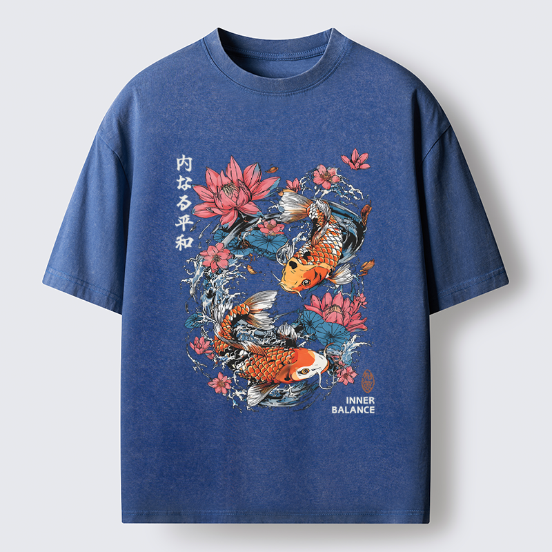 Tokyo-Tiger Koi Serenity Washed T-Shirt