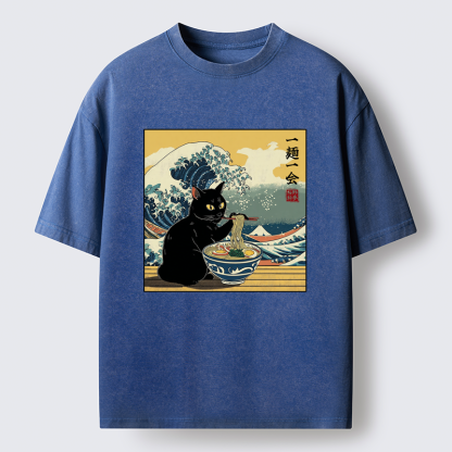 Tokyo-Tiger A Cat’s Ramen Moment Washed T-Shirt
