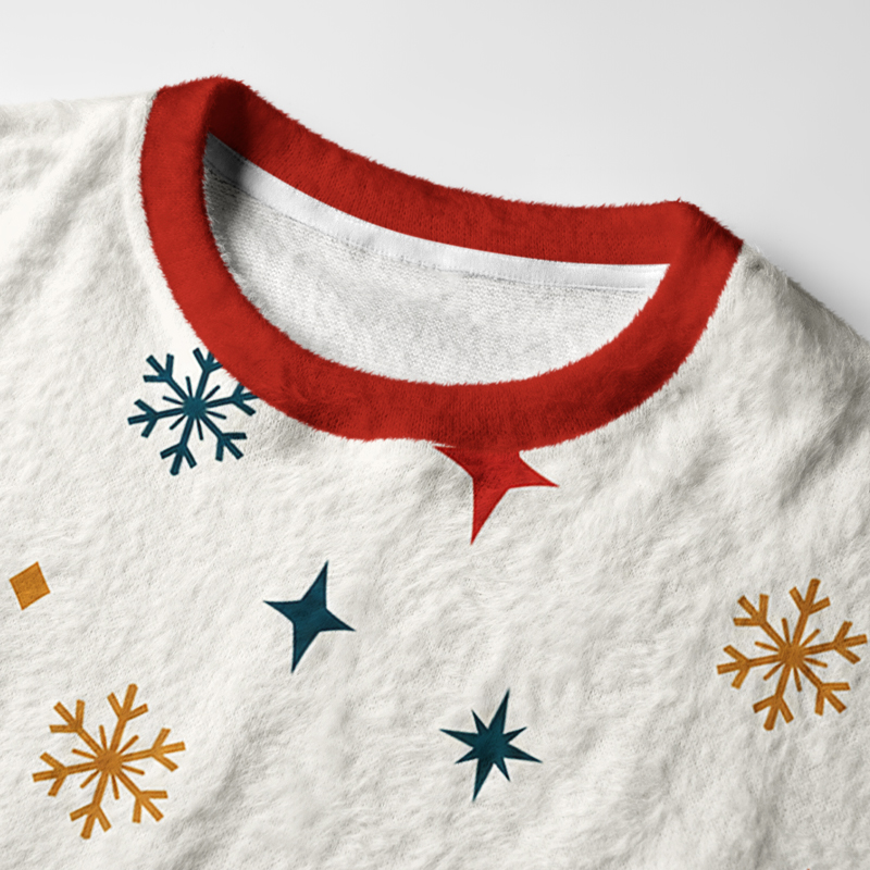 Tokyo-Tiger Geometric Christmas Cute Cats Fuzzy Christmas Ugly Sweatshirt