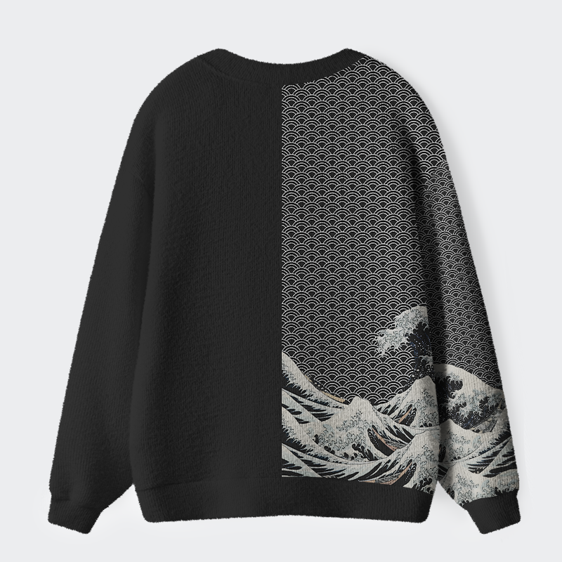 Tokyo-Tiger Tokyo-Tiger Half Of The Wave Ugly Cardigan Sweater