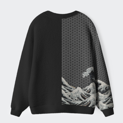 Tokyo-Tiger Tokyo-Tiger Half Of The Wave Ugly Cardigan Sweater