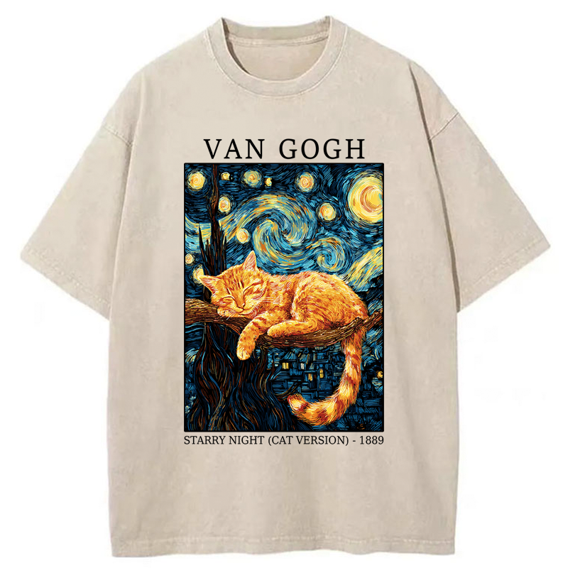 Tokyo-Tiger Starry Cat Dreams Washed T-Shirt