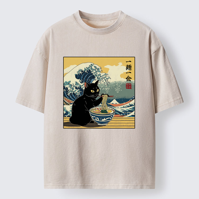 Tokyo-Tiger A Cat’s Ramen Moment Washed T-Shirt