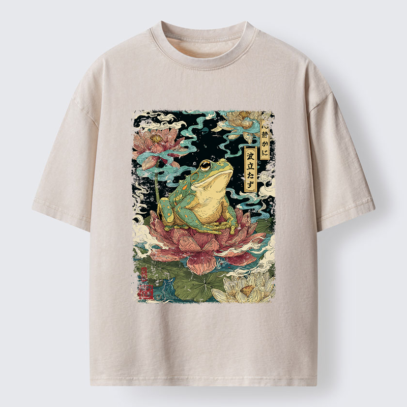 Tokyo-Tiger The Meditating Frog: Calm in Chaos Washed T-Shirt