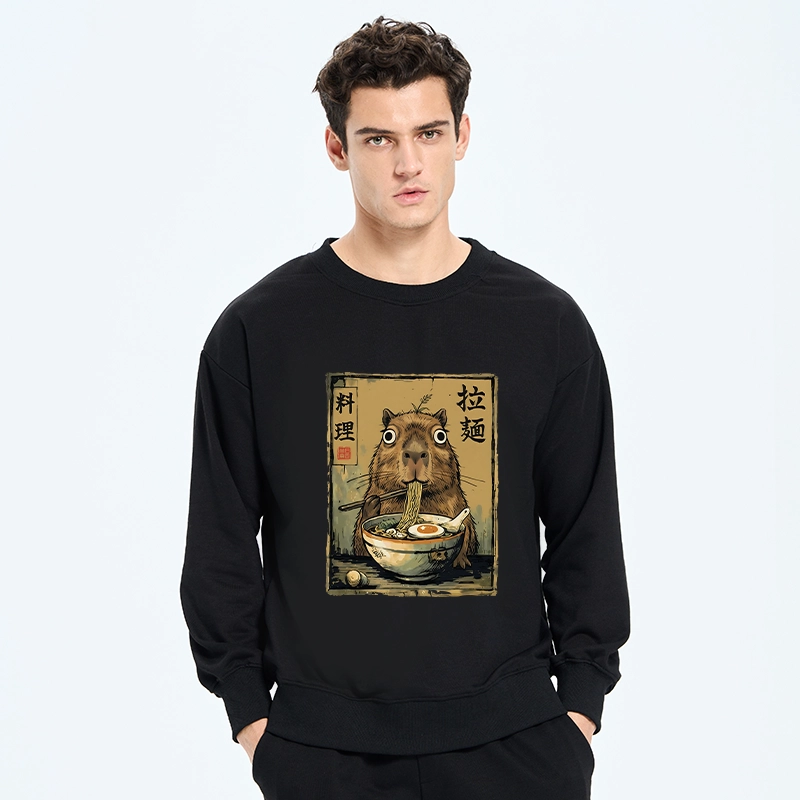 Tokyo-Tiger Cute Capybara Eating Ramen Classic Sweatshirt