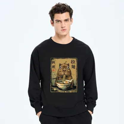 Tokyo-Tiger Cute Capybara Eating Ramen Classic Sweatshirt