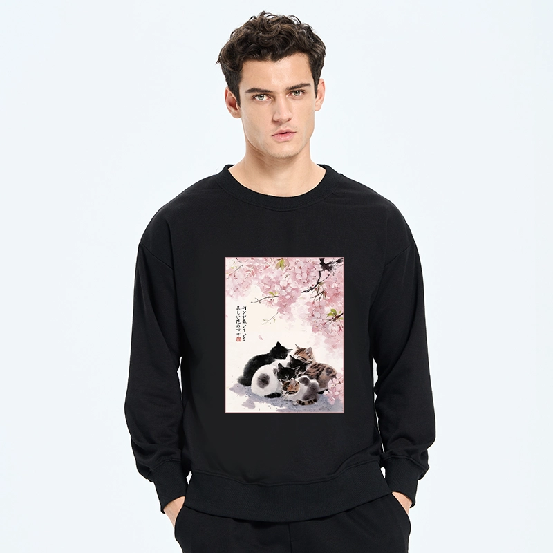Tokyo-Tiger Cute Cats Sakura Garden Classic Sweatshirt
