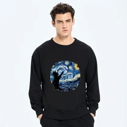Tokyo-Tiger Starry Night Black Cat Classic Sweatshirt