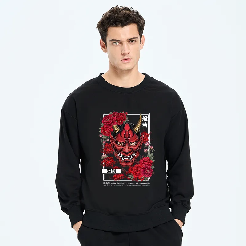 Tokyo-Tiger Cool Oni Floral Art Classic Sweatshirt