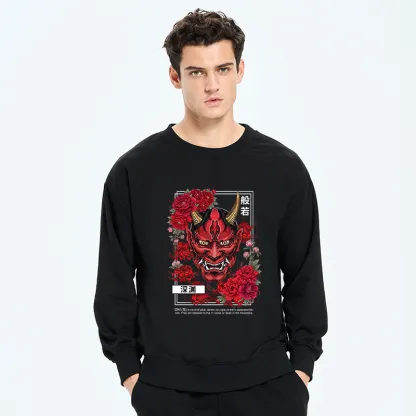 Tokyo-Tiger Cool Oni Floral Art Classic Sweatshirt