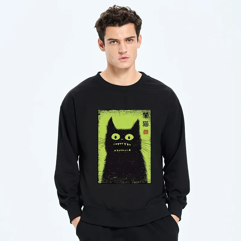 Tokyo-Tiger Spooky Black Cat Japanese Classic Sweatshirt