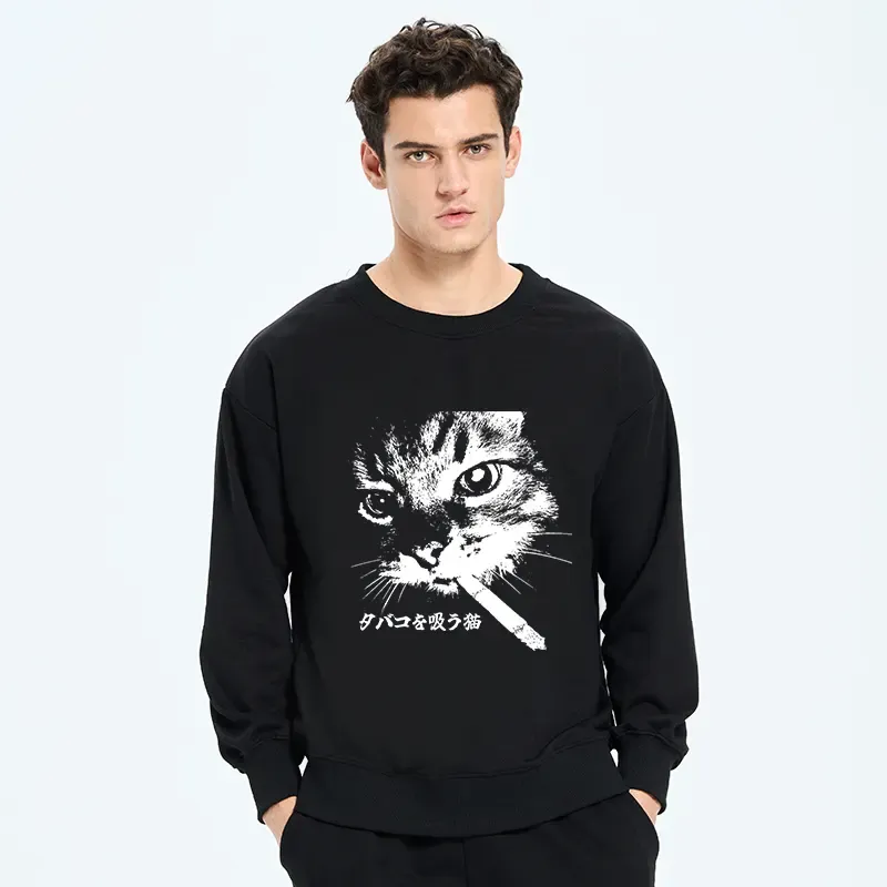 Tokyo-Tiger Retro Cat Smoking Classic Sweatshirt
