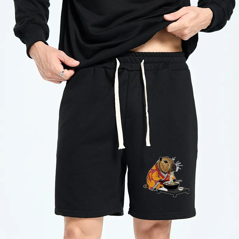 Tokyo-Tiger Cute Capybara Eating Ramen Unisex Shorts