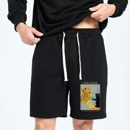Tokyo-Tiger Black Cat With Sunflowers Unisex Shorts