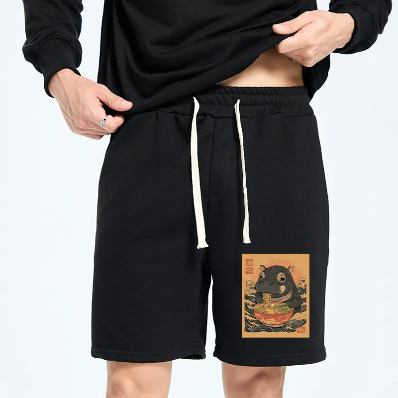 Tokyo-Tiger Moo Deng Eat Ramen Unisex Shorts
