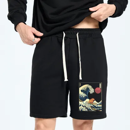 Tokyo-Tiger Capybara Surfing Unisex Shorts