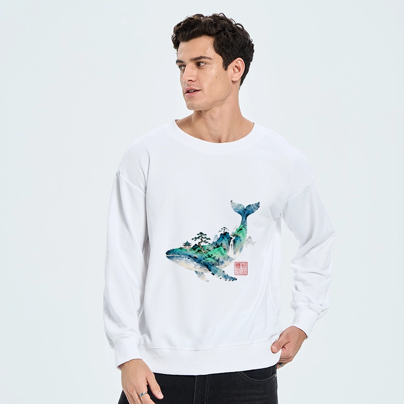 Tokyo-Tiger Whale Ink Painting Landscape Classic Sweatshirt