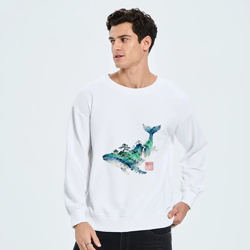 Tokyo-Tiger Whale Ink Painting Landscape Classic Sweatshirt