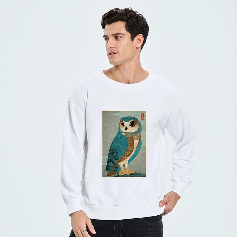 Tokyo-Tiger Vintage Owl Woodblock Art Classic Sweatshirt