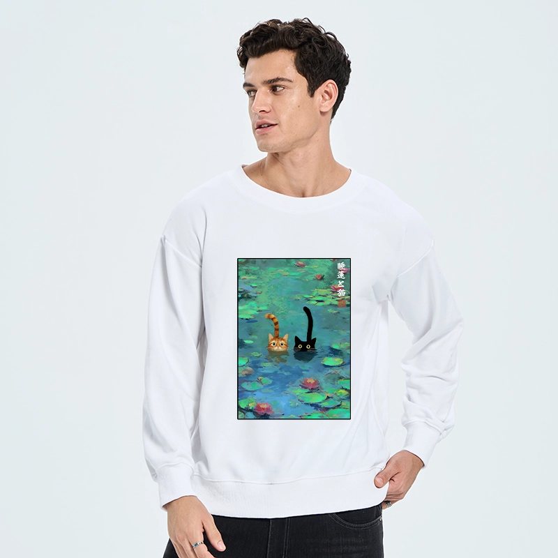 Tokyo-Tiger Funny Cats Swimming In Lilies Classic Sweatshirt