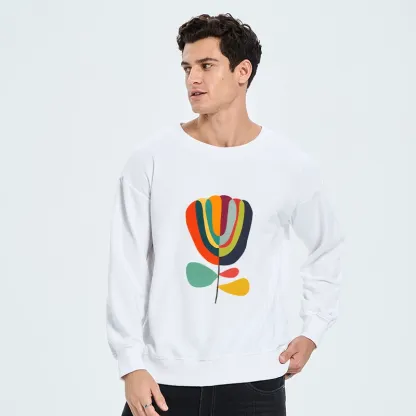 Tokyo-Tiger Colorful Flower Minimalist Print Classic Sweatshirt