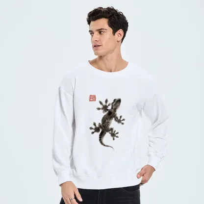 Tokyo-Tiger Minimal Asian Ink Brush Gecko Vibe Classic Sweatshirt