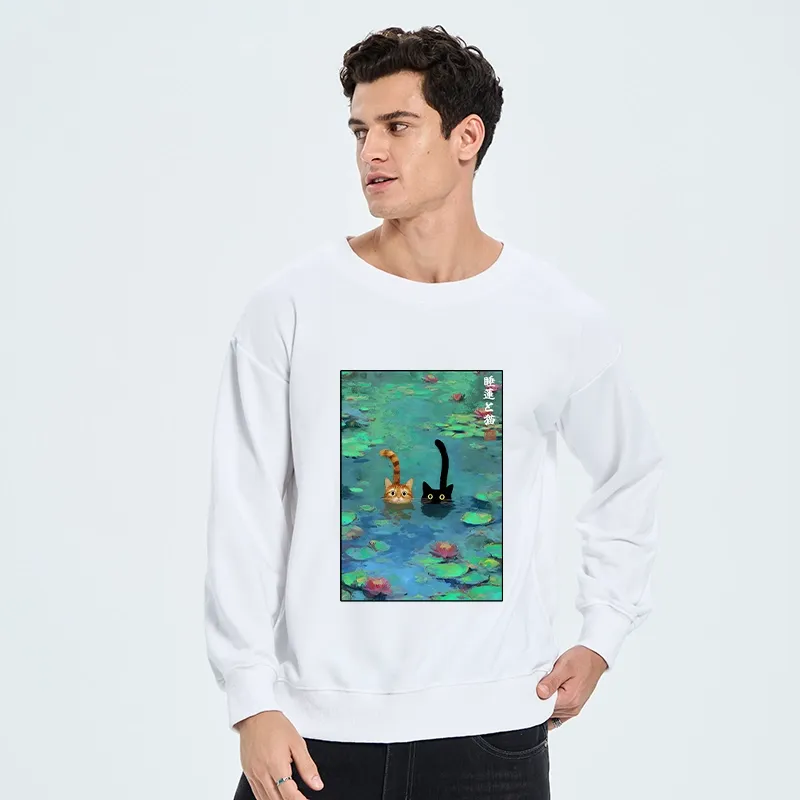 Tokyo-Tiger Funny Cats Swimming In Lilies Classic Sweatshirt