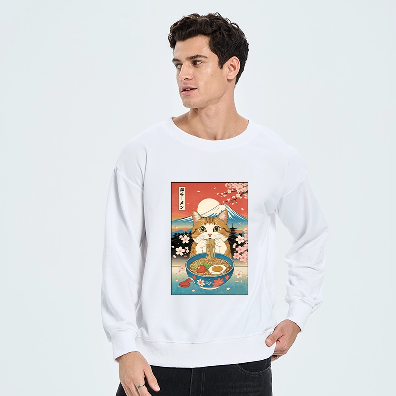 Tokyo-Tiger Funny Orange Cat Eating Ramen Japan Classic Sweatshirt