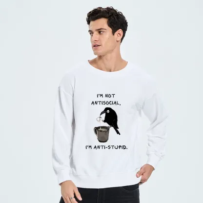 Tokyo-Tiger Cool Crow Sips Calm Coffee Alone Classic Sweatshirt