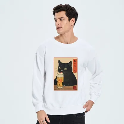 Tokyo-Tiger Cat Holding A Glass Of Beer Classic Sweatshirt