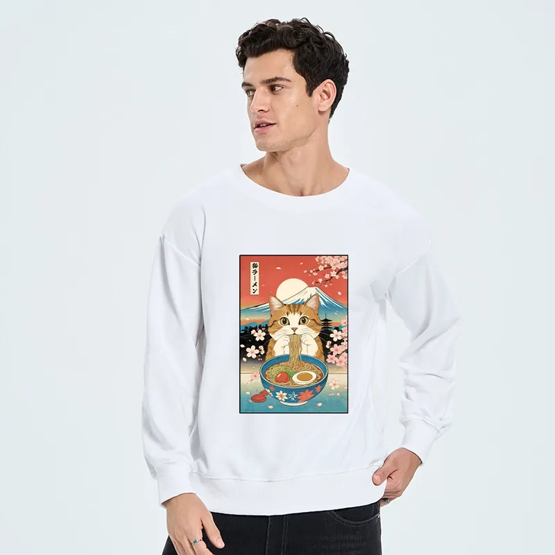 Tokyo-Tiger Funny Orange Cat Eating Ramen Japan Classic Sweatshirt