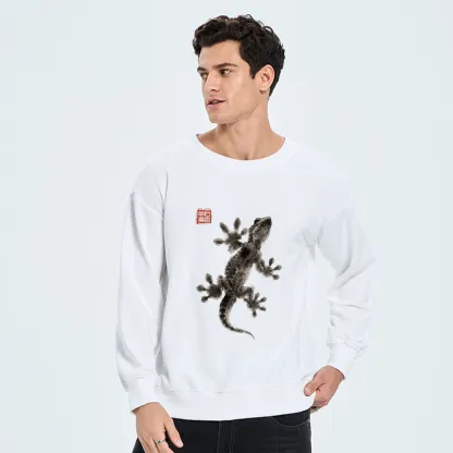 Tokyo-Tiger Minimal Asian Ink Brush Gecko Vibe Classic Sweatshirt