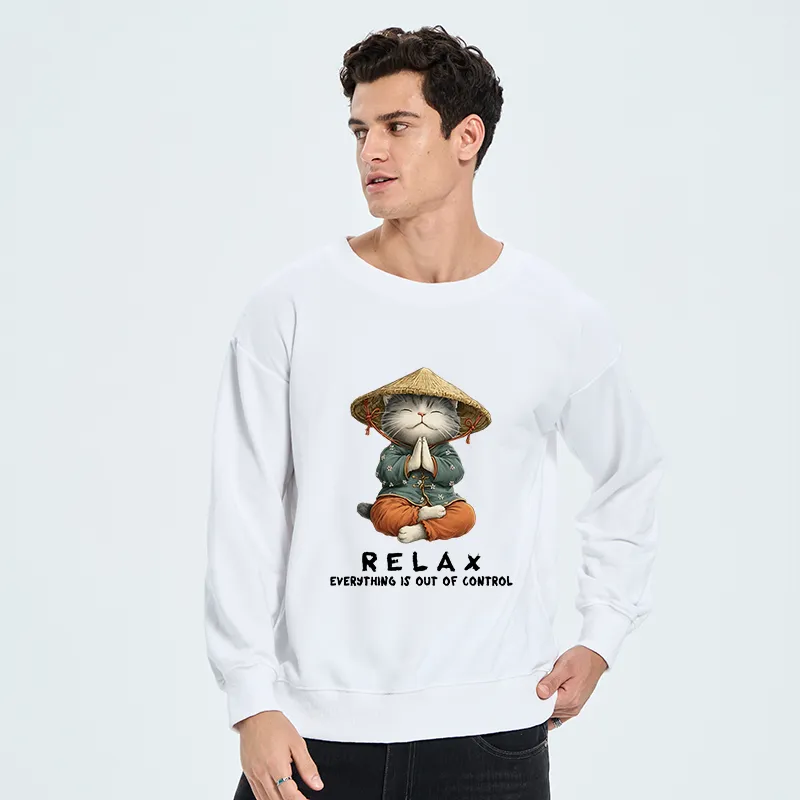 Tokyo-Tiger Zen Relax Cat Graphic Classic Sweatshirt