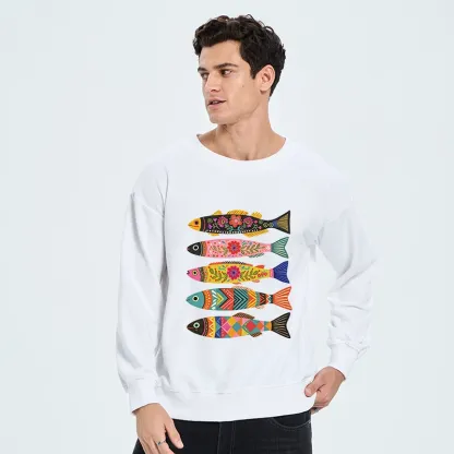 Tokyo-Tiger Colorful Patterned Fish Classic Sweatshirt
