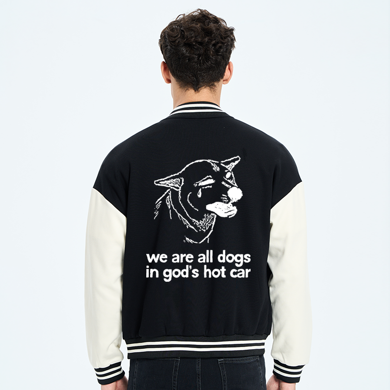 Tokyo-Tiger Sad Dog Funny Embroidery Varsity Jacket