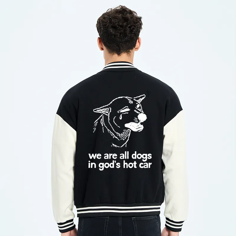 Tokyo-Tiger Sad Dog Funny Embroidery Varsity Jacket