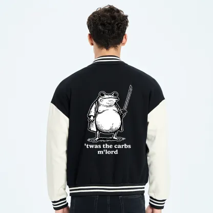 Tokyo-Tiger Funny Fat Samurai Frog Embroidery Varsity Jacket
