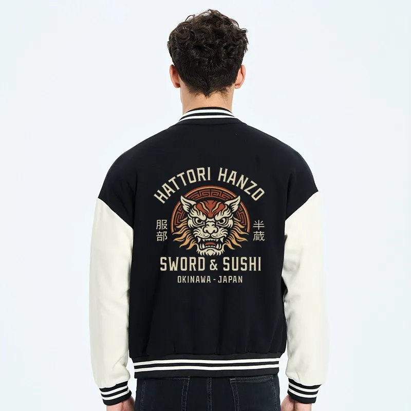 Tokyo-Tiger Hattori Lion Japanese Samurai Embroidery Varsity Jacket