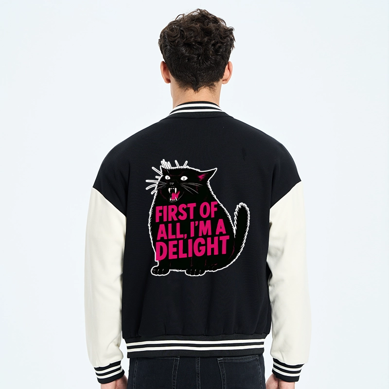 Tokyo-Tiger Roaring Black Cat Embroidery Varsity Jacket